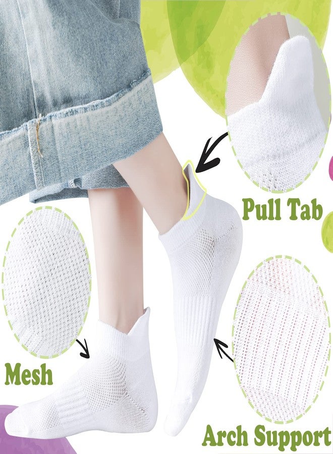 Mini angel Boys Athletic Socks Kids Low Cut Socks 6 Pack Mesh Cotton Ankle Socks Heel Tab Sports Socks for 4-7 Years Youth Girls (White, S) - Image 5